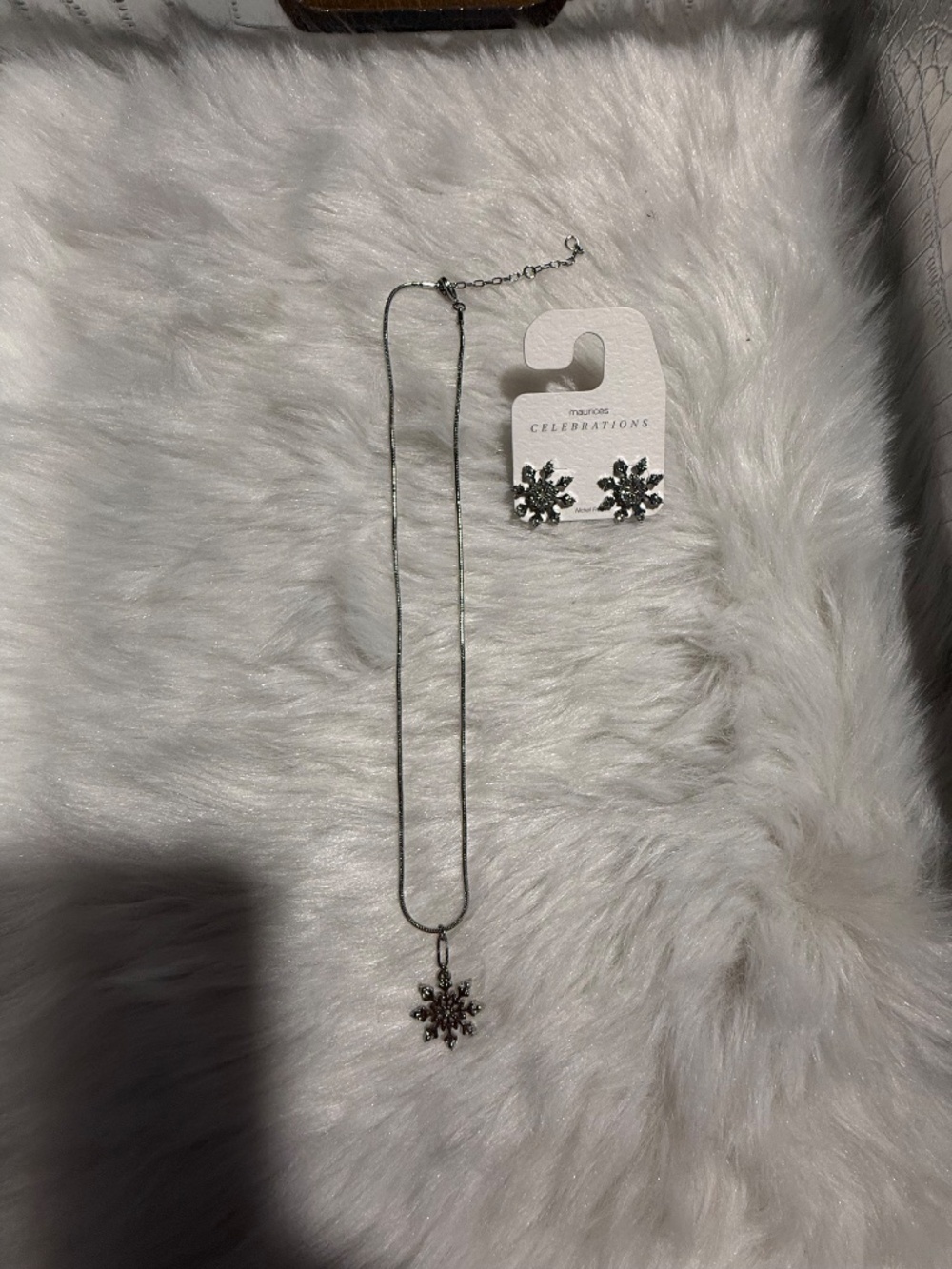 Maurices Nickel Free Snowflake Earrings & Necklace Set - Picture 2 of 4